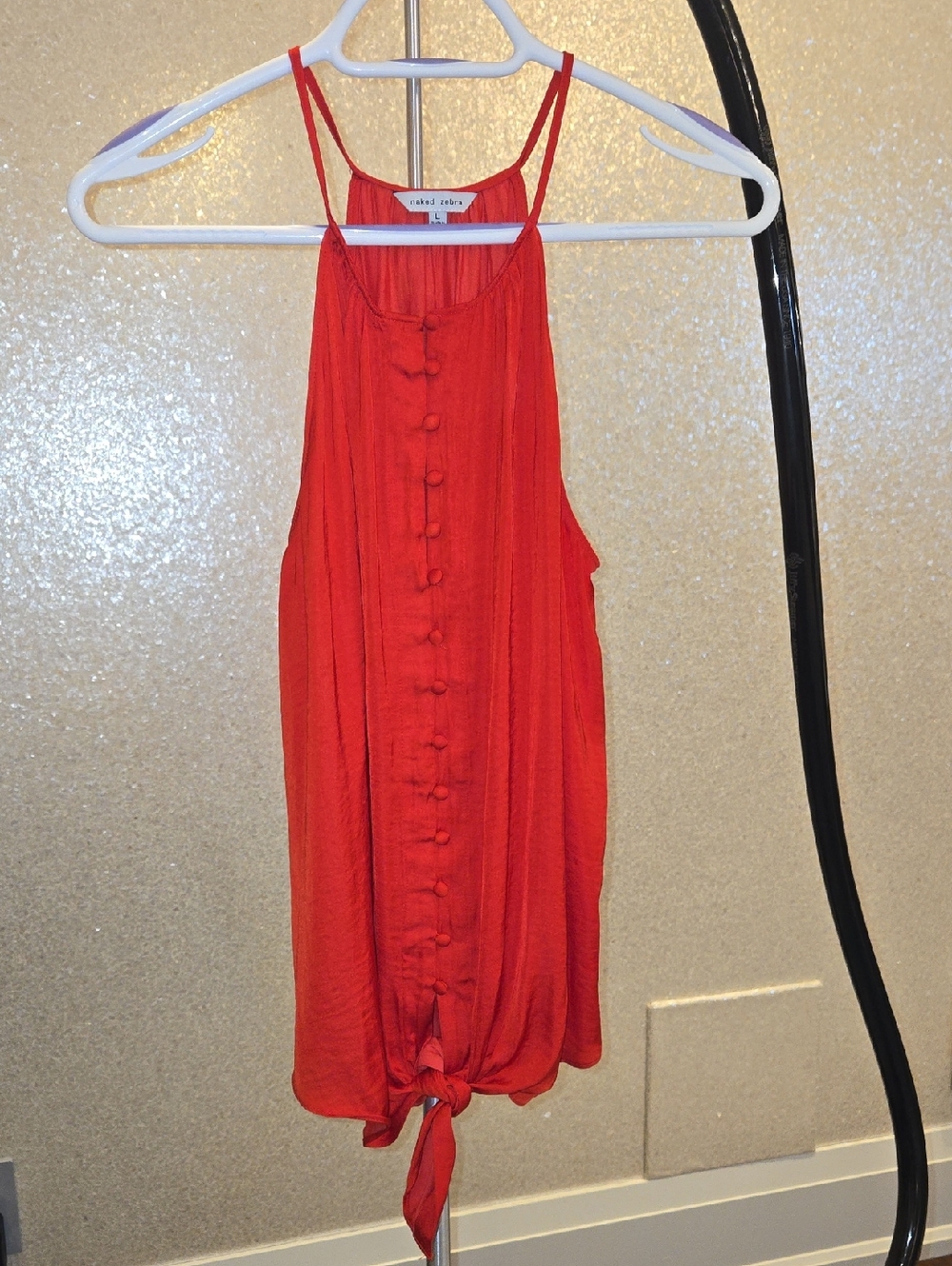 Naked Zebra Red Tie-Front Sleeveless Top